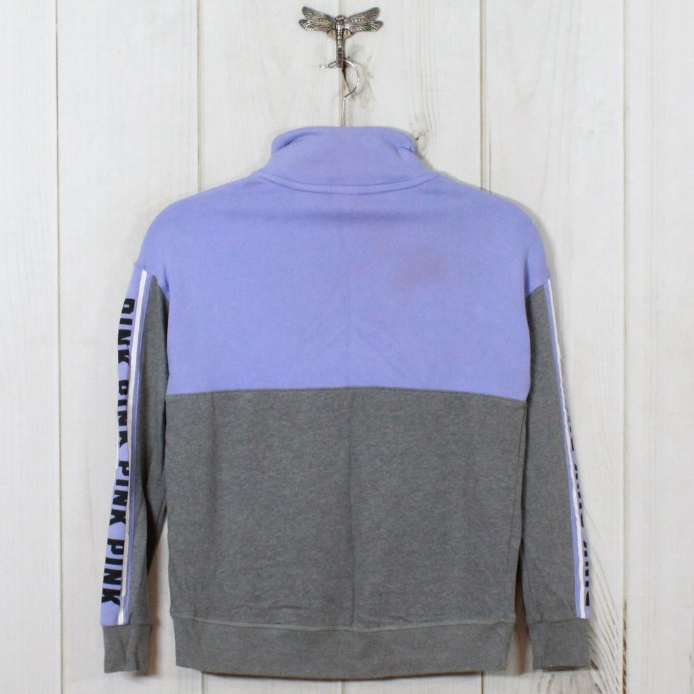 Victoria Secret's Pink High Neck Half Zip Purple Gray Pullover Sweatshirt Size S - Picture 5 of 12